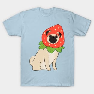 Pug illustration strawberry dog T-Shirt